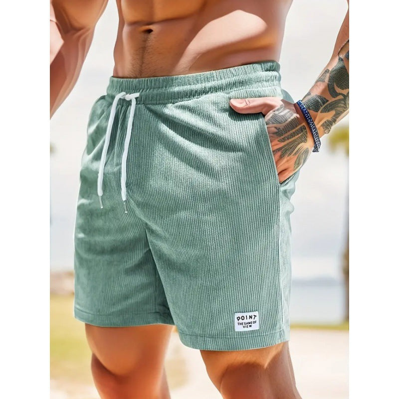 Men's Casual Polyester Shorts | Drawstring Waist & Ribbed Pattern