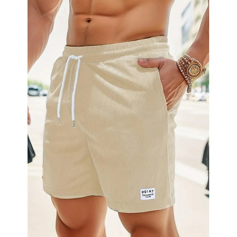 Men's Casual Polyester Shorts | Drawstring Waist & Ribbed Pattern