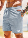 Men's Casual Polyester Shorts | Drawstring Waist & Ribbed Pattern