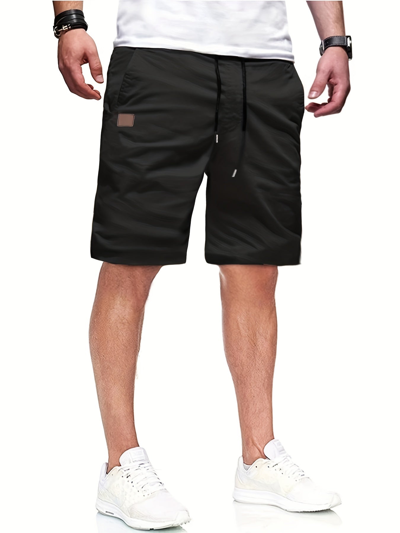 Men's Casual Polyester Shorts | Drawstring Waist & Slant Pockets