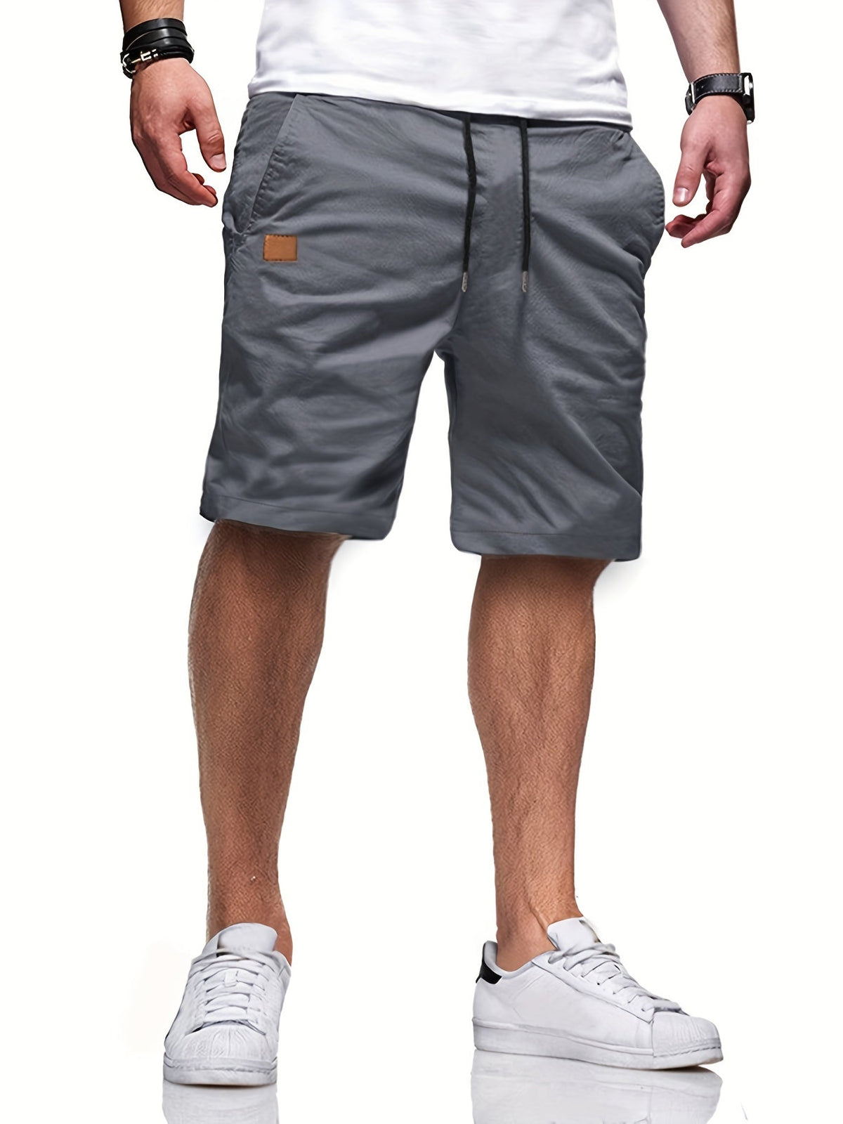 Men's Casual Polyester Shorts | Drawstring Waist & Slant Pockets