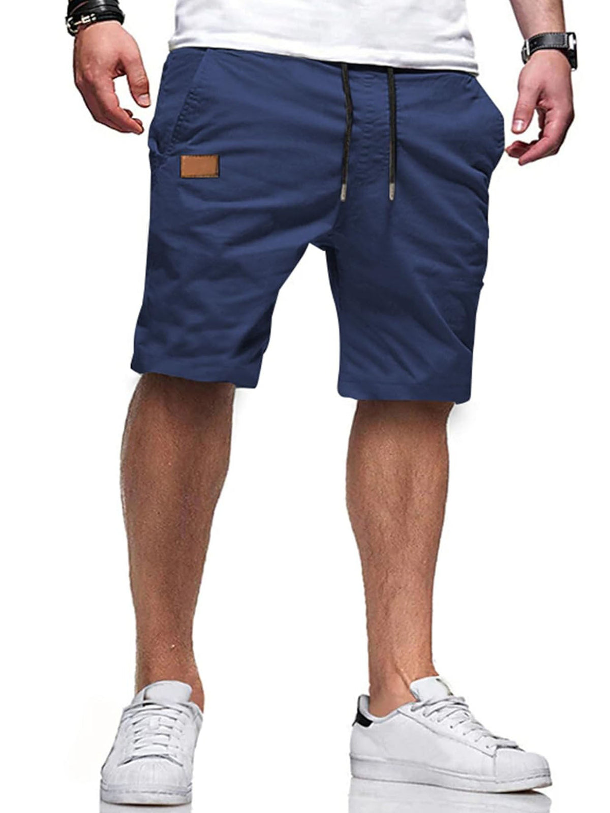 Men's Casual Polyester Shorts | Drawstring Waist & Slant Pockets