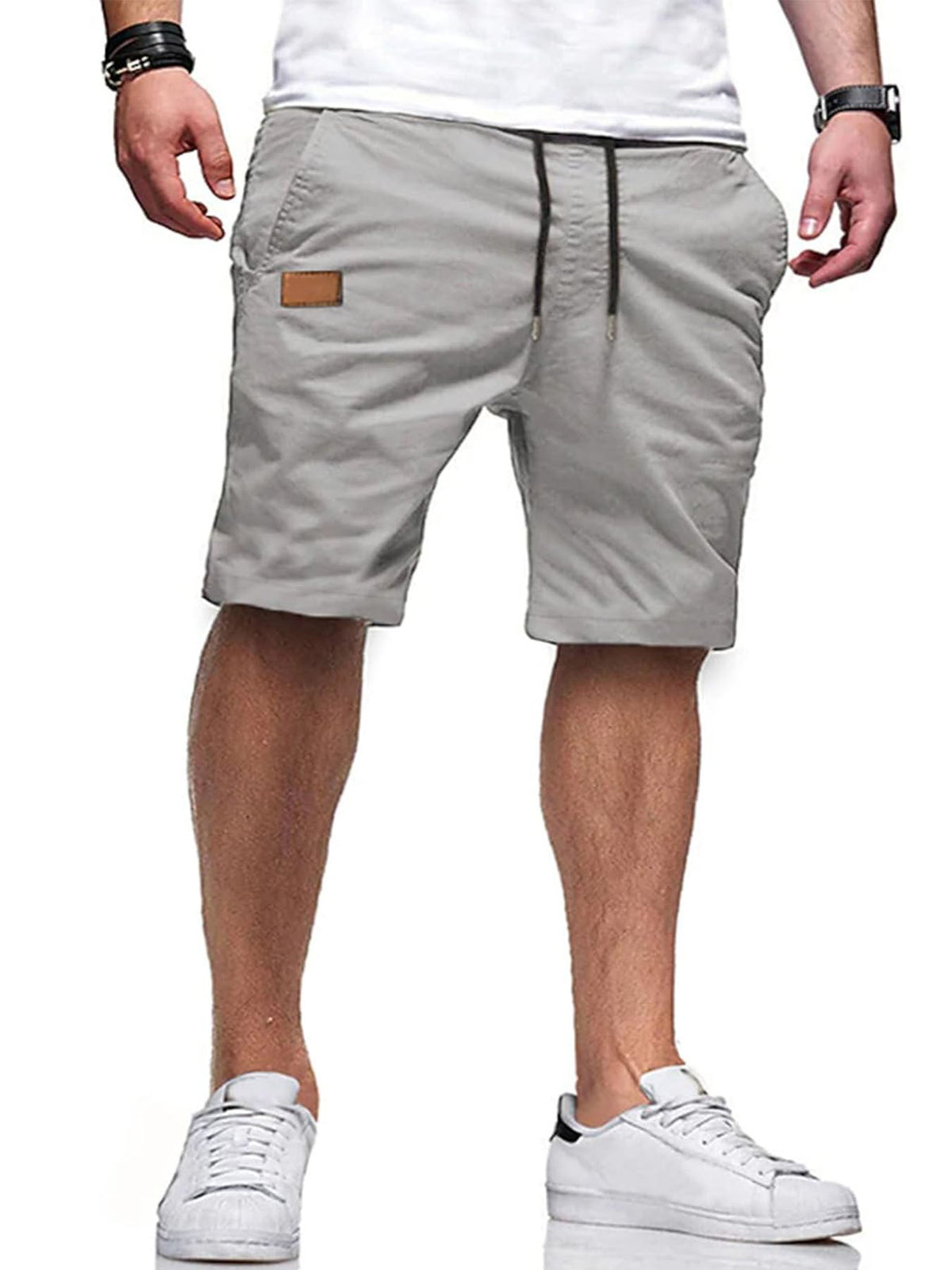 Men's Casual Polyester Shorts | Drawstring Waist & Slant Pockets