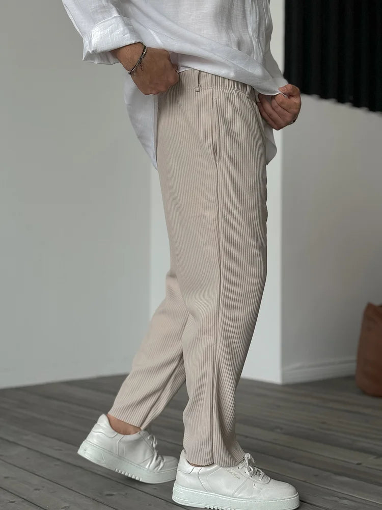 Men's Casual Ribbed Pants | Drawstring Waist & Side Pockets