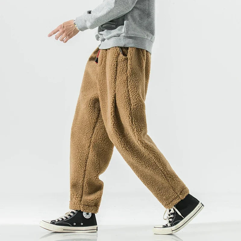 Men's Casual Sherpa Fleece Sweatpants | Drawstring Waist & Pockets