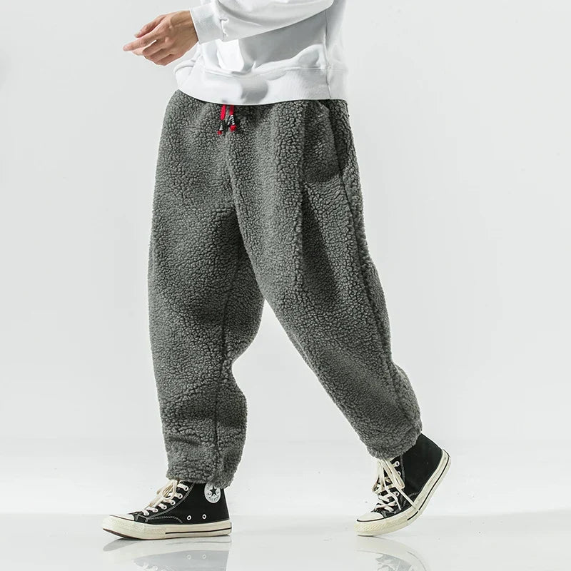 Men's Casual Sherpa Fleece Sweatpants | Drawstring Waist & Pockets
