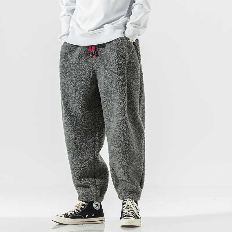 Men's Casual Sherpa Fleece Sweatpants | Drawstring Waist & Pockets