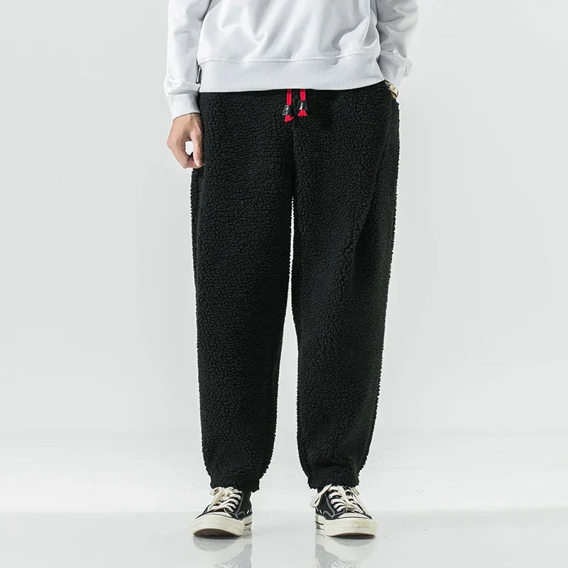 Men's Casual Sherpa Fleece Sweatpants | Drawstring Waist & Pockets
