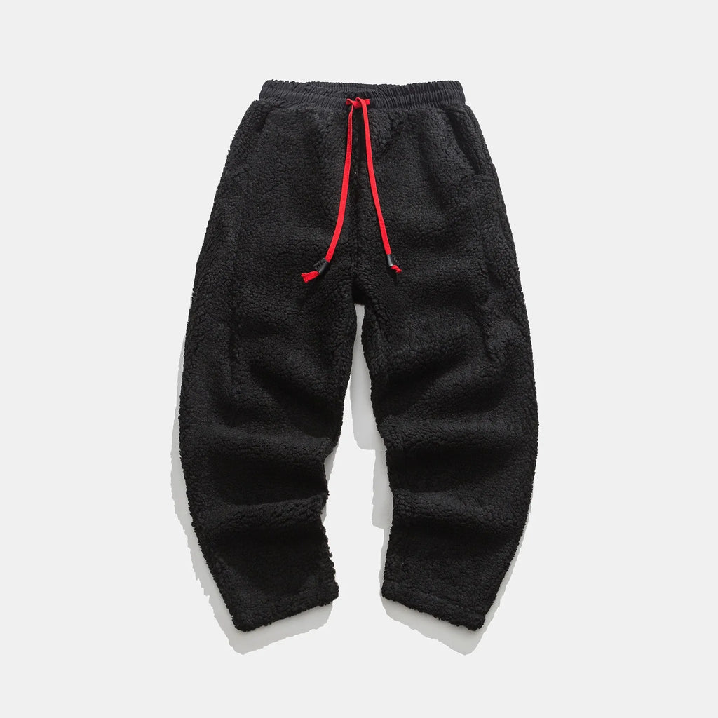 Men's Casual Sherpa Fleece Sweatpants | Drawstring Waist & Pockets
