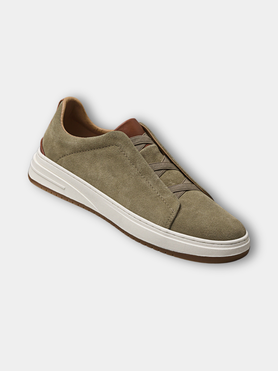 Men's Casual Suede Slip-On Sneakers | Elastic Laces & Rubber Sole
