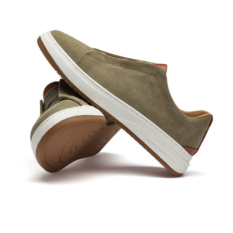 Men's Casual Suede Slip-On Sneakers | Elastic Laces & Rubber Sole