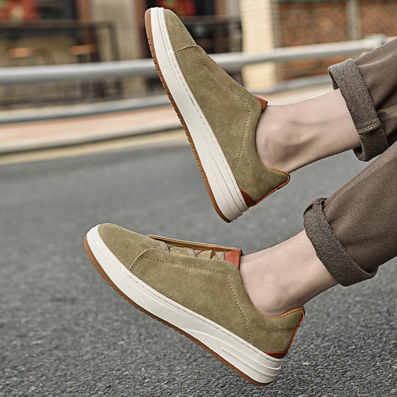 Men's Casual Suede Slip-On Sneakers | Elastic Laces & Rubber Sole