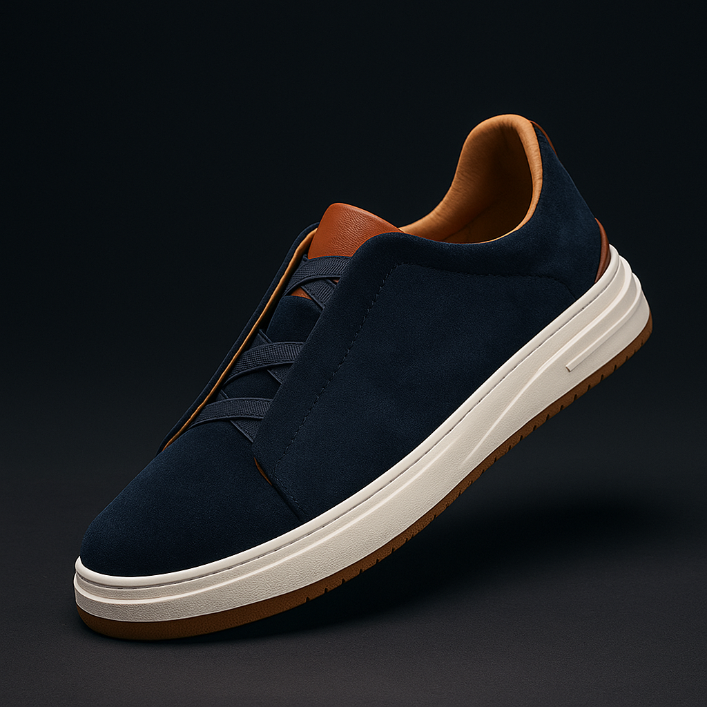 Men's Casual Suede Slip-On Sneakers | Elastic Laces & Rubber Sole