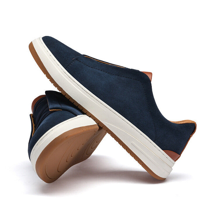 Men's Casual Suede Slip-On Sneakers | Elastic Laces & Rubber Sole