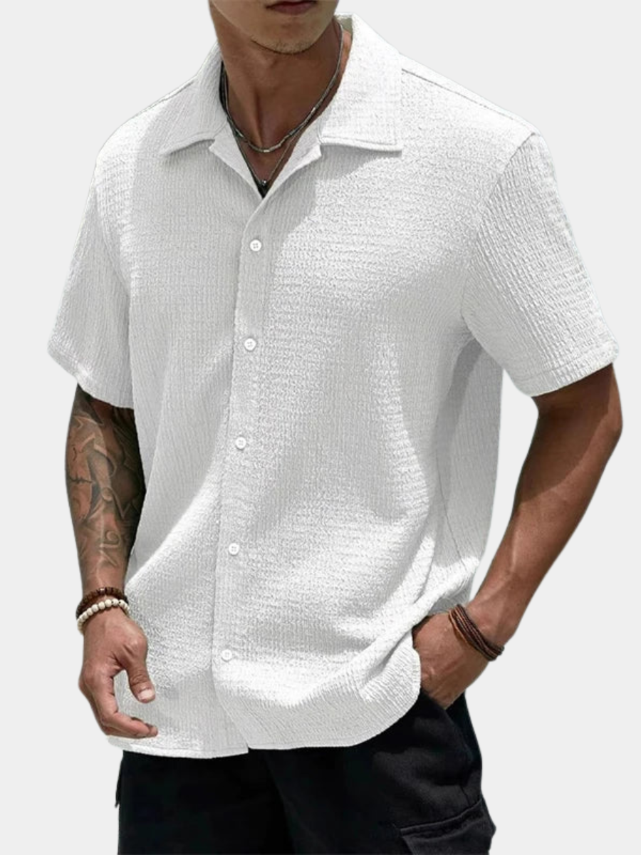 Men's Casual Shirt | Cuban Collar & Button Front