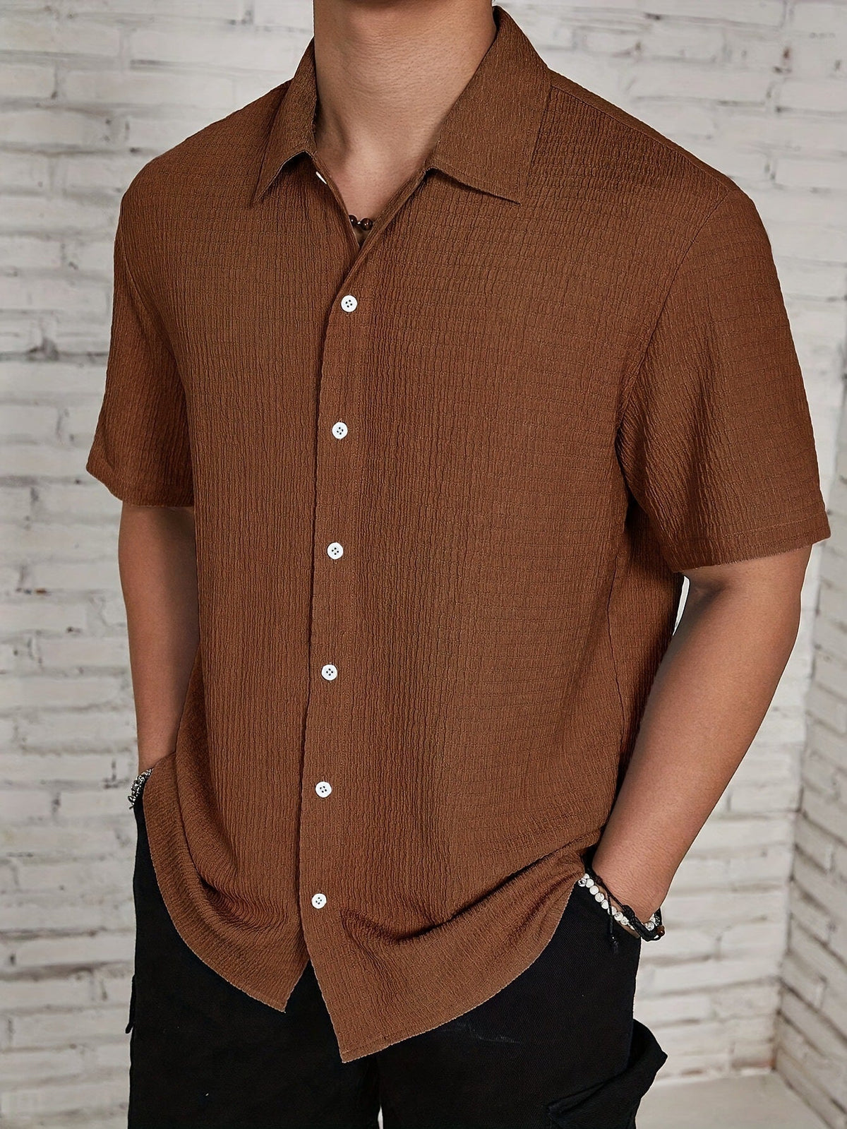 Men's Casual Shirt | Cuban Collar & Button Front