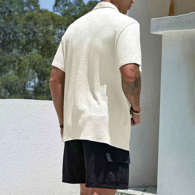 Men's Casual Shirt | Cuban Collar & Button Front