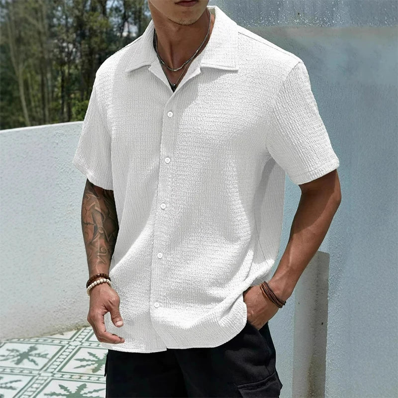Men's Casual Shirt | Cuban Collar & Button Front