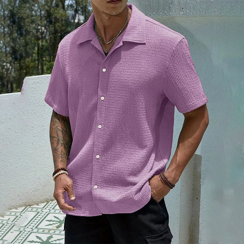 Men's Casual Shirt | Cuban Collar & Button Front