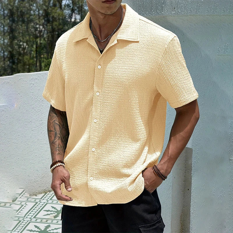 Men's Casual Shirt | Cuban Collar & Button Front