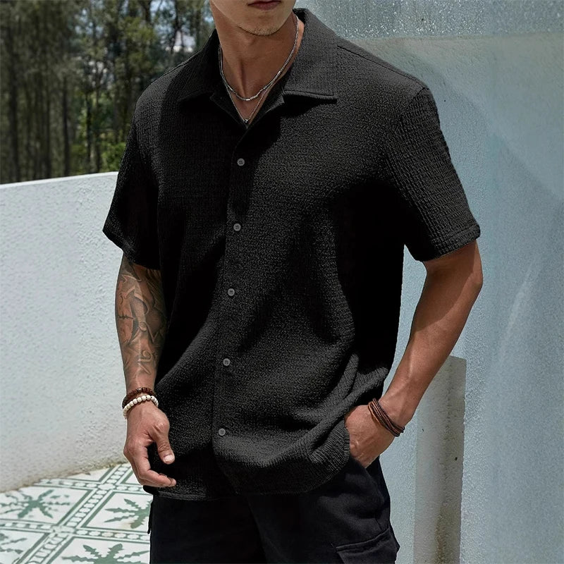 Men's Casual Shirt | Cuban Collar & Button Front
