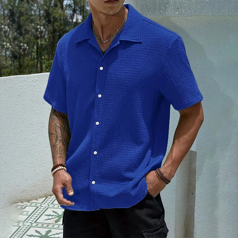Men's Casual Shirt | Cuban Collar & Button Front