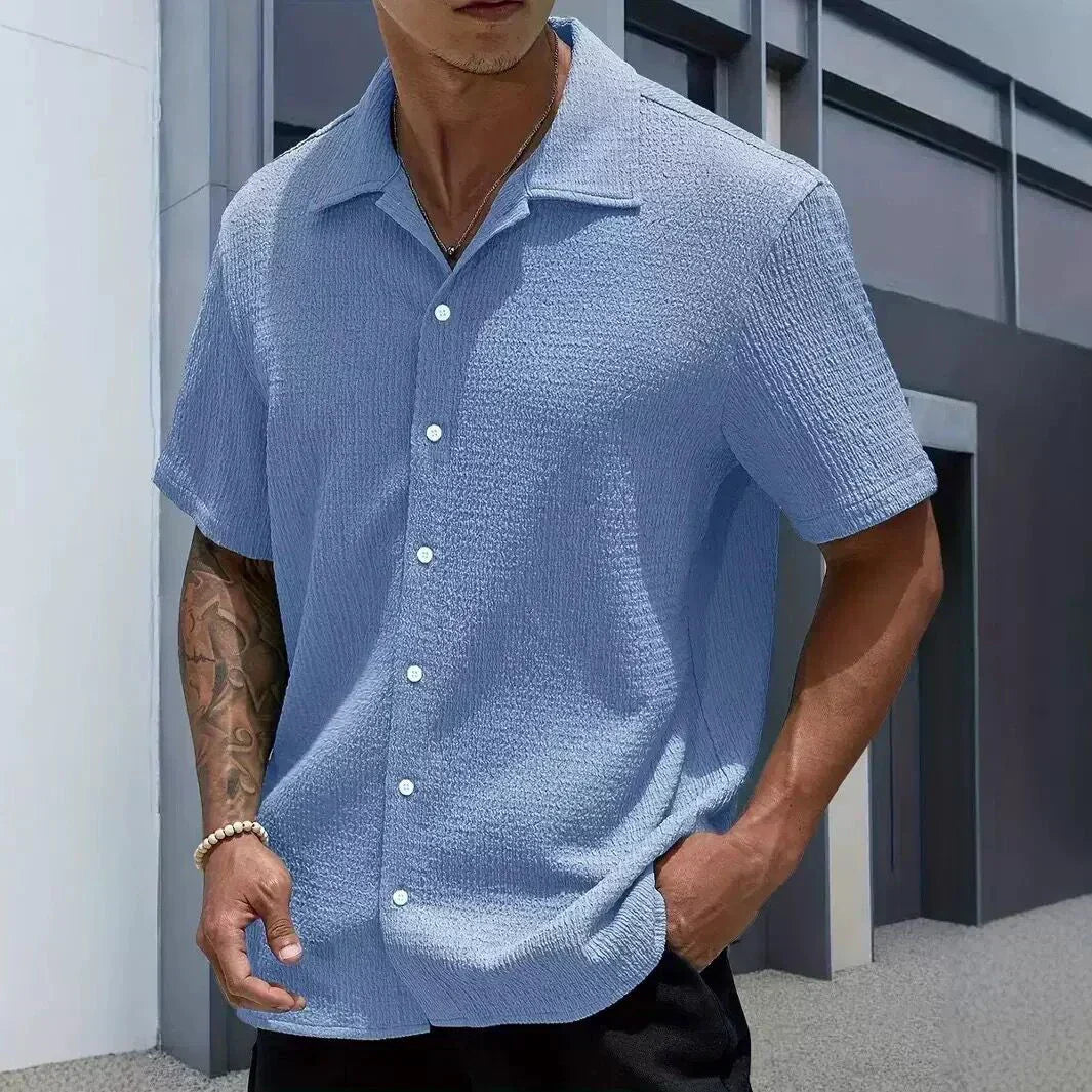 Men's Casual Shirt | Cuban Collar & Button Front