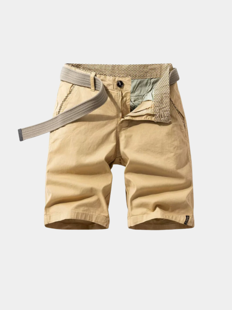 Men's Casual Twill Shorts | Web Belt & Zip Fly