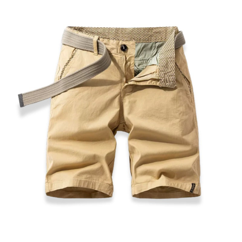 Men's Casual Twill Shorts | Web Belt & Zip Fly