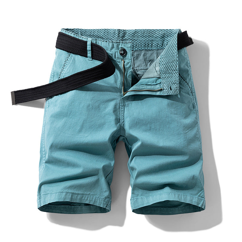 Men's Casual Twill Shorts | Web Belt & Zip Fly