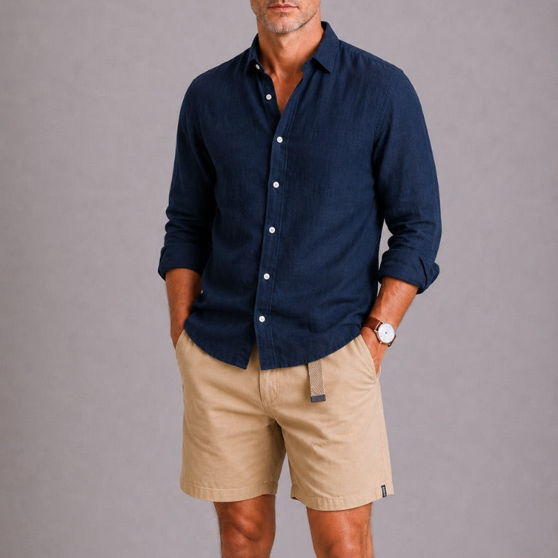 Men's Casual Twill Shorts | Web Belt & Zip Fly