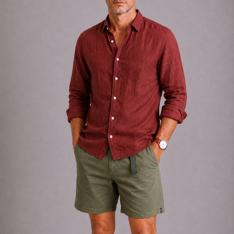 Men's Casual Twill Shorts | Web Belt & Zip Fly