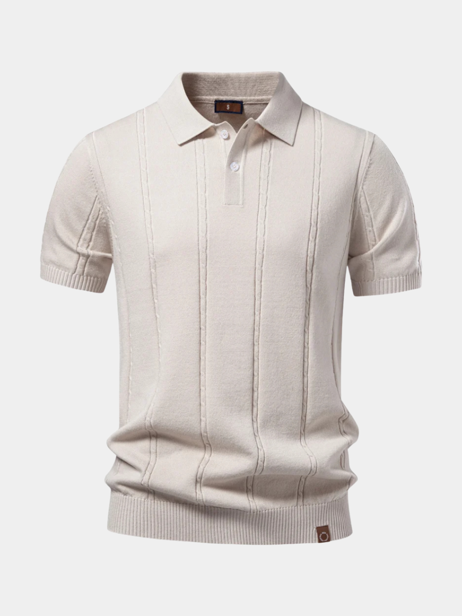 Men's Casual Viscose Blend Polo Shirt | Ribbed Knit & Placket
