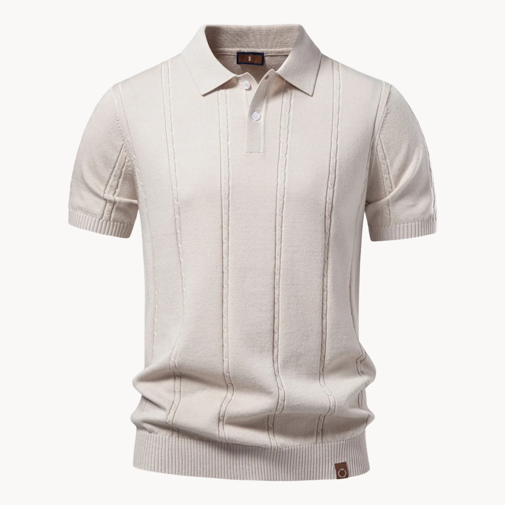 Men's Casual Viscose Blend Polo Shirt | Ribbed Knit & Placket