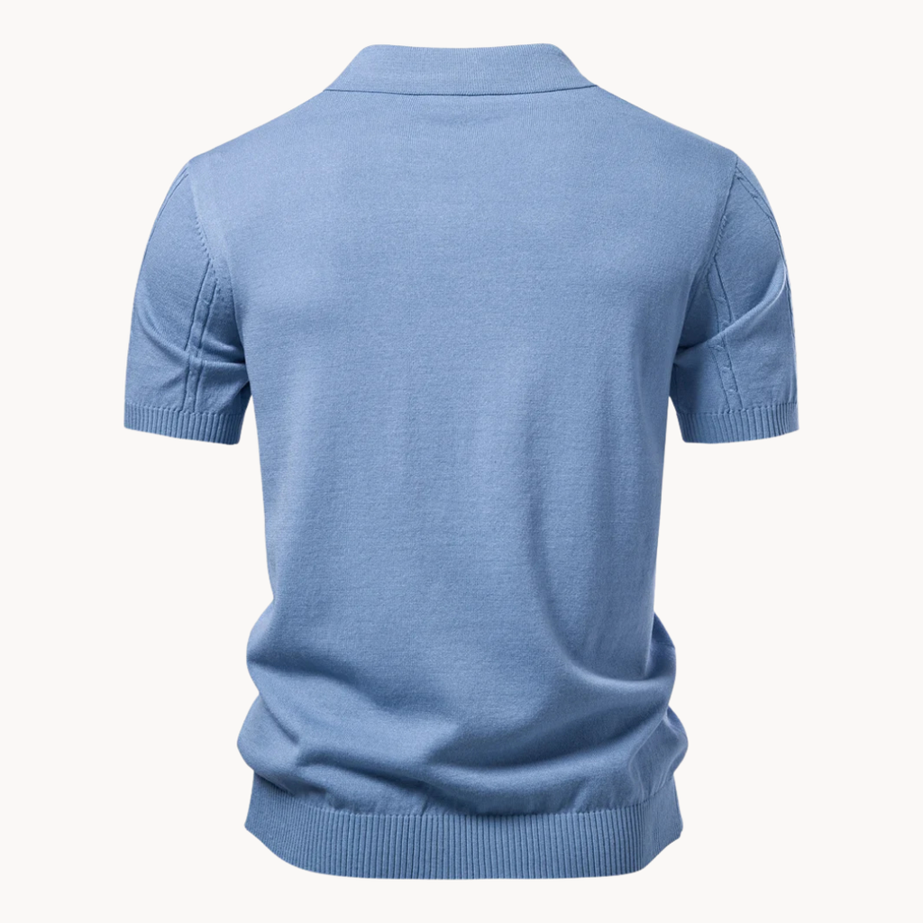Men's Casual Viscose Blend Polo Shirt | Ribbed Knit & Placket