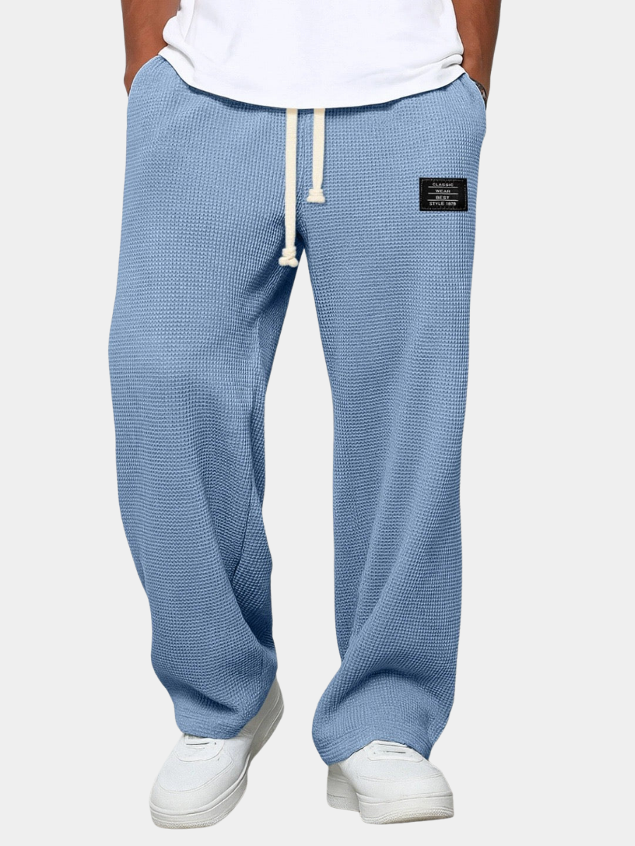 Men's Casual Waffle-Knit Pants | Drawstring Waist & Wide Legs