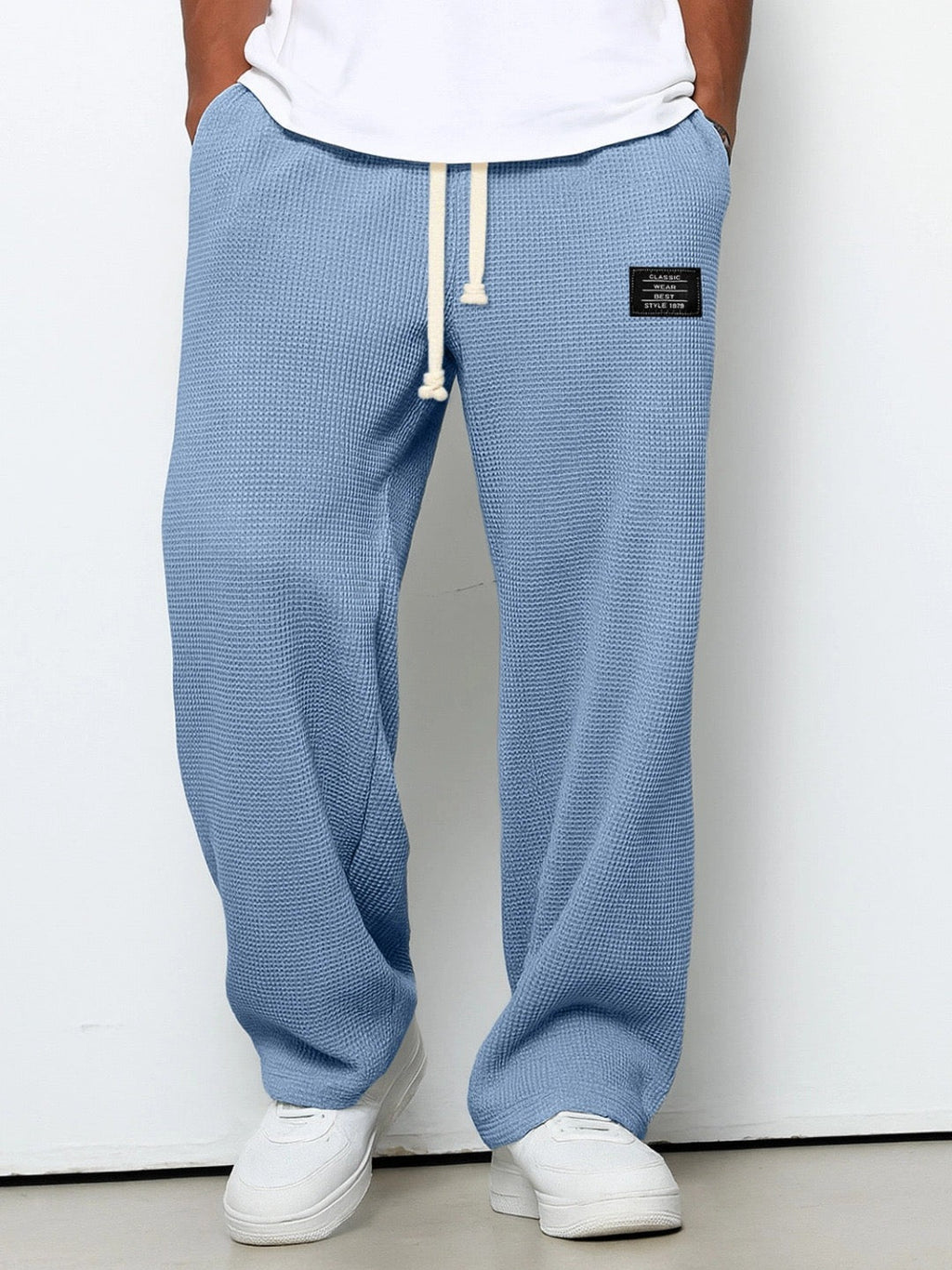 Men's Casual Waffle-Knit Pants | Drawstring Waist & Wide Legs