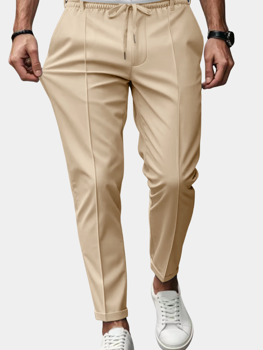 Men's Casual Pants | Drawstring Waist & Creased Front
