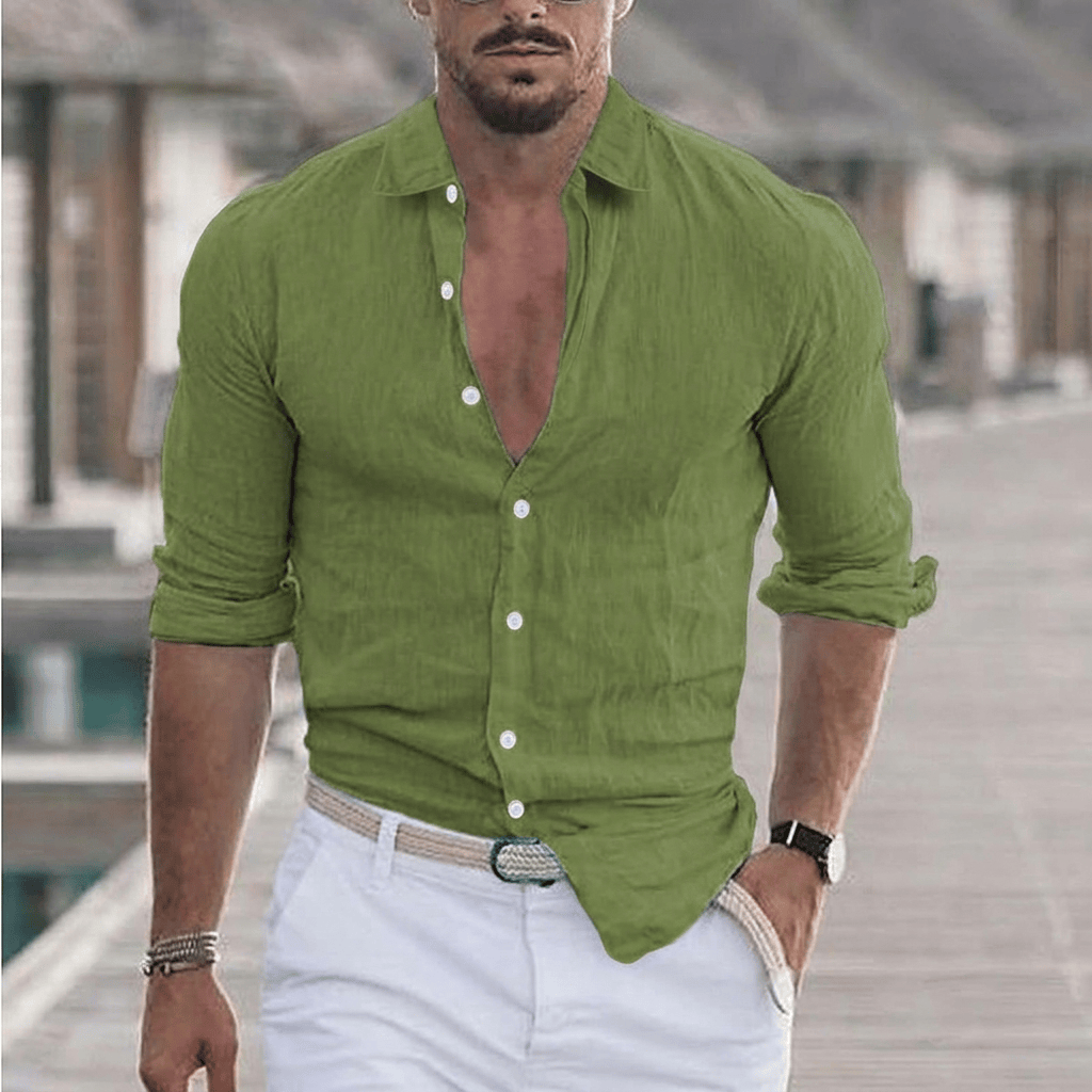 Men's Casual Shirt | Open Collar & Button Front