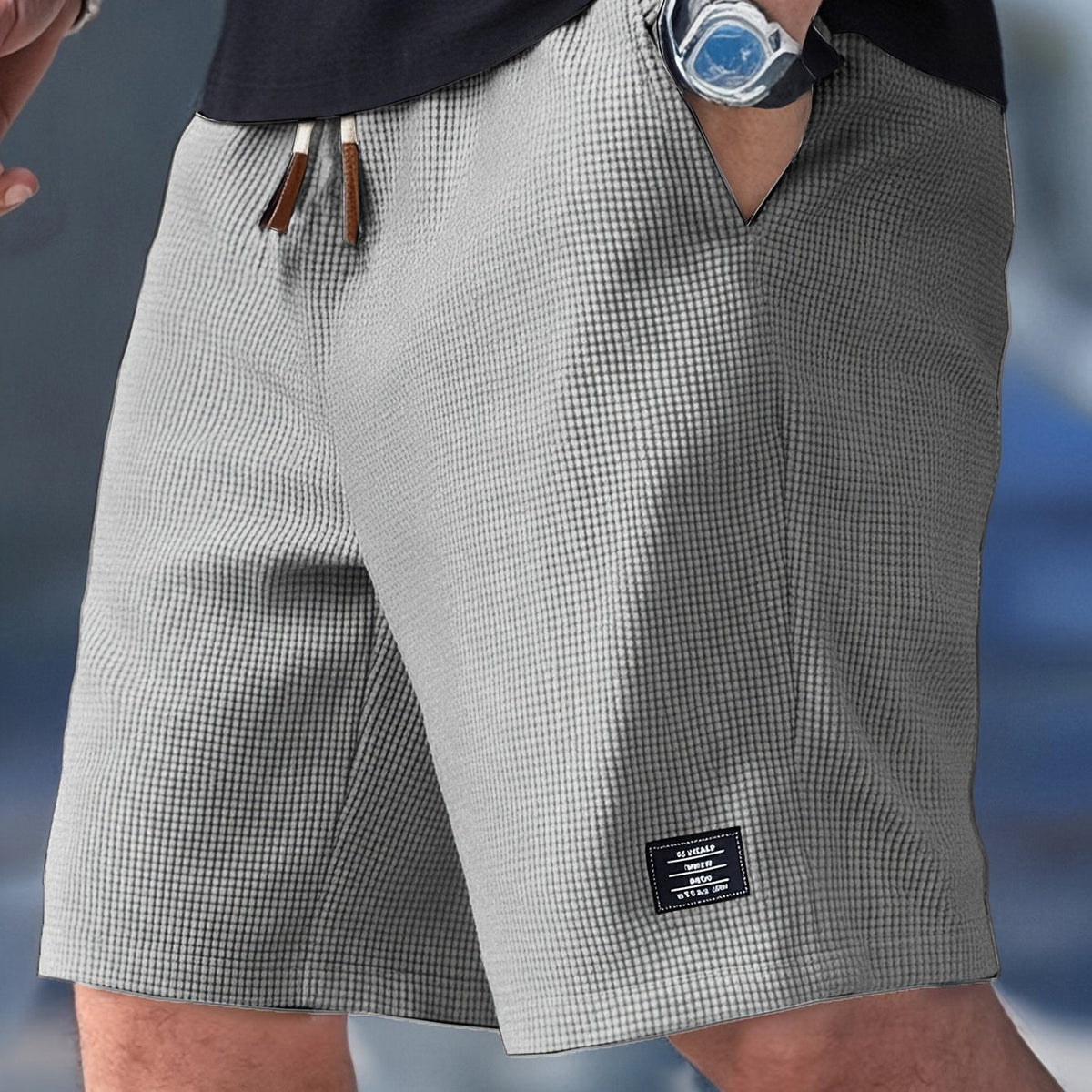 Men's Casual Shorts | Drawstring Waist & Patch Label