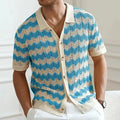 Men's Chevron Knit Camp Shirt | Retro Summer Texture
