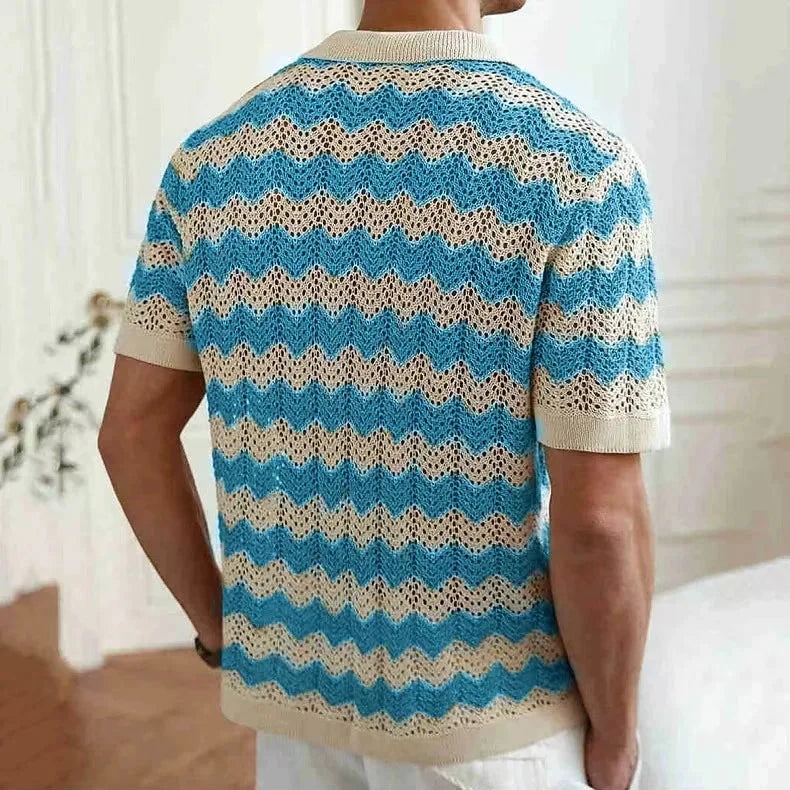 Men's Chevron Knit Camp Shirt | Retro Summer Texture