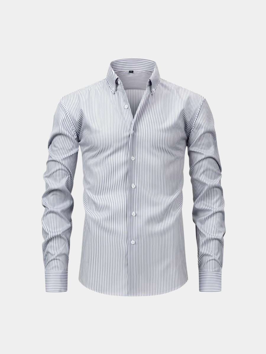 Men's Classic Elastane-Blend Shirt | Vertical Stripes & Point Collar