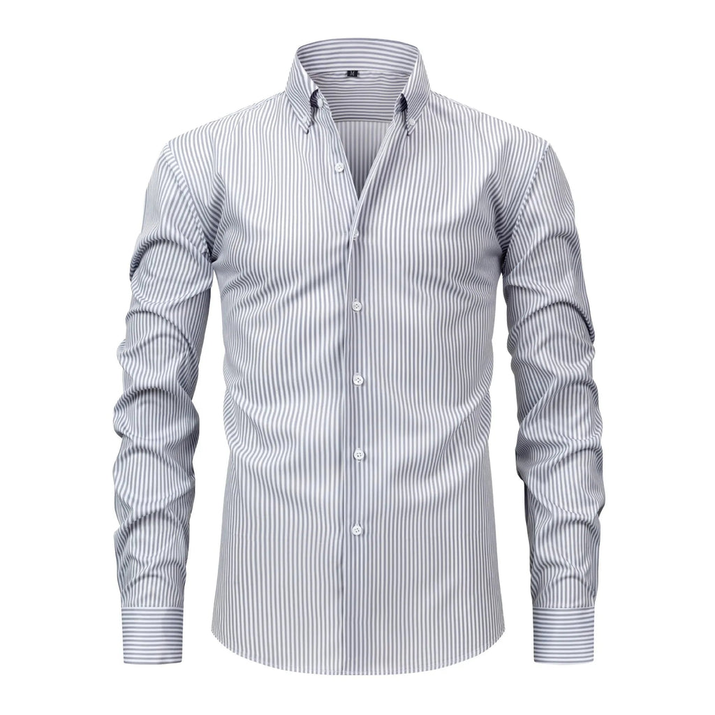 Men's Classic Elastane-Blend Shirt | Vertical Stripes & Point Collar