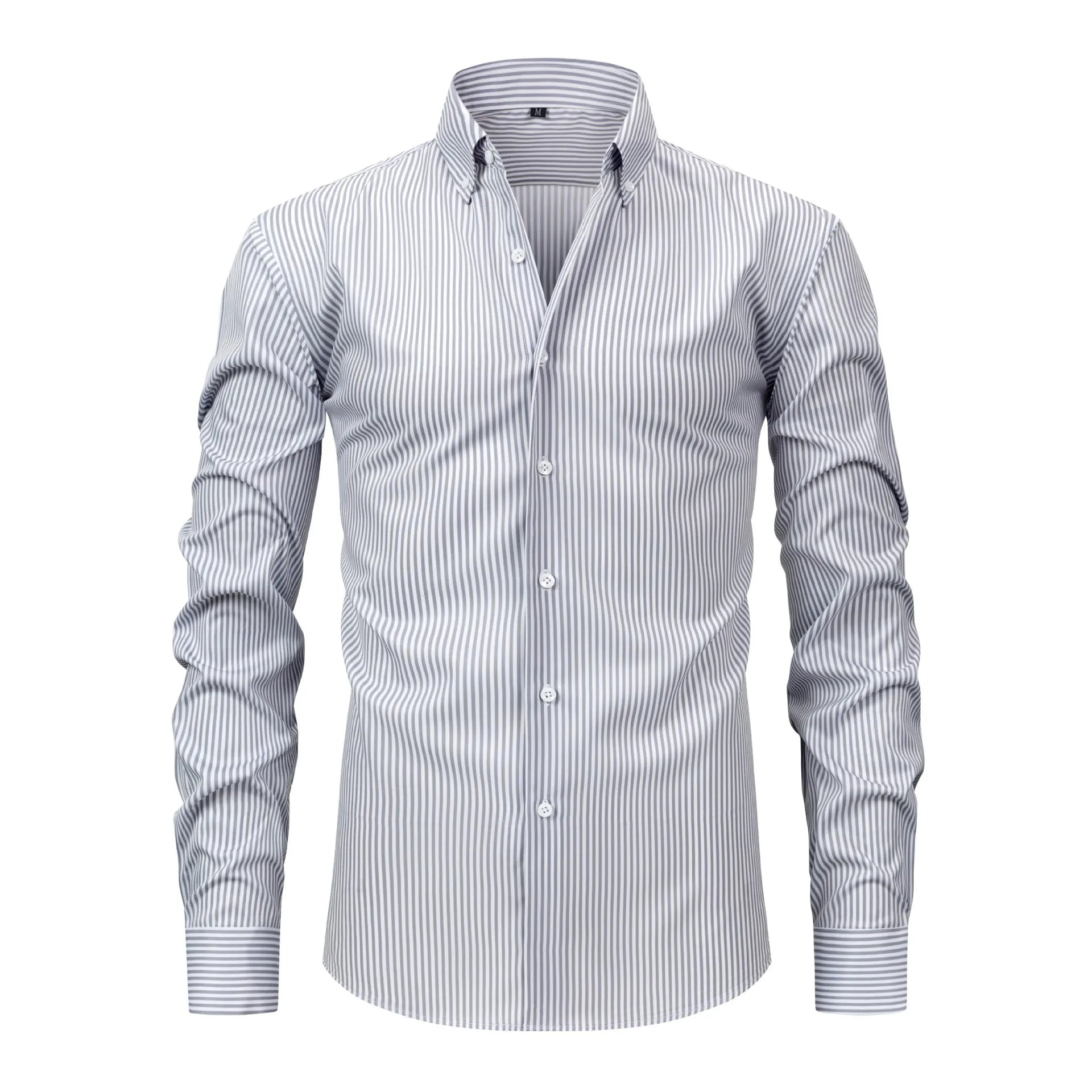 Men's Classic Elastane-Blend Shirt | Vertical Stripes & Point Collar