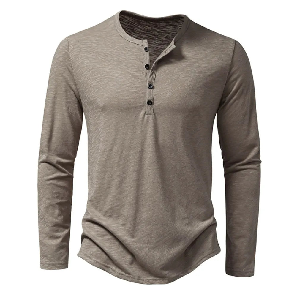Men's Classic Henley Shirt | Long Sleeves & Button Placket