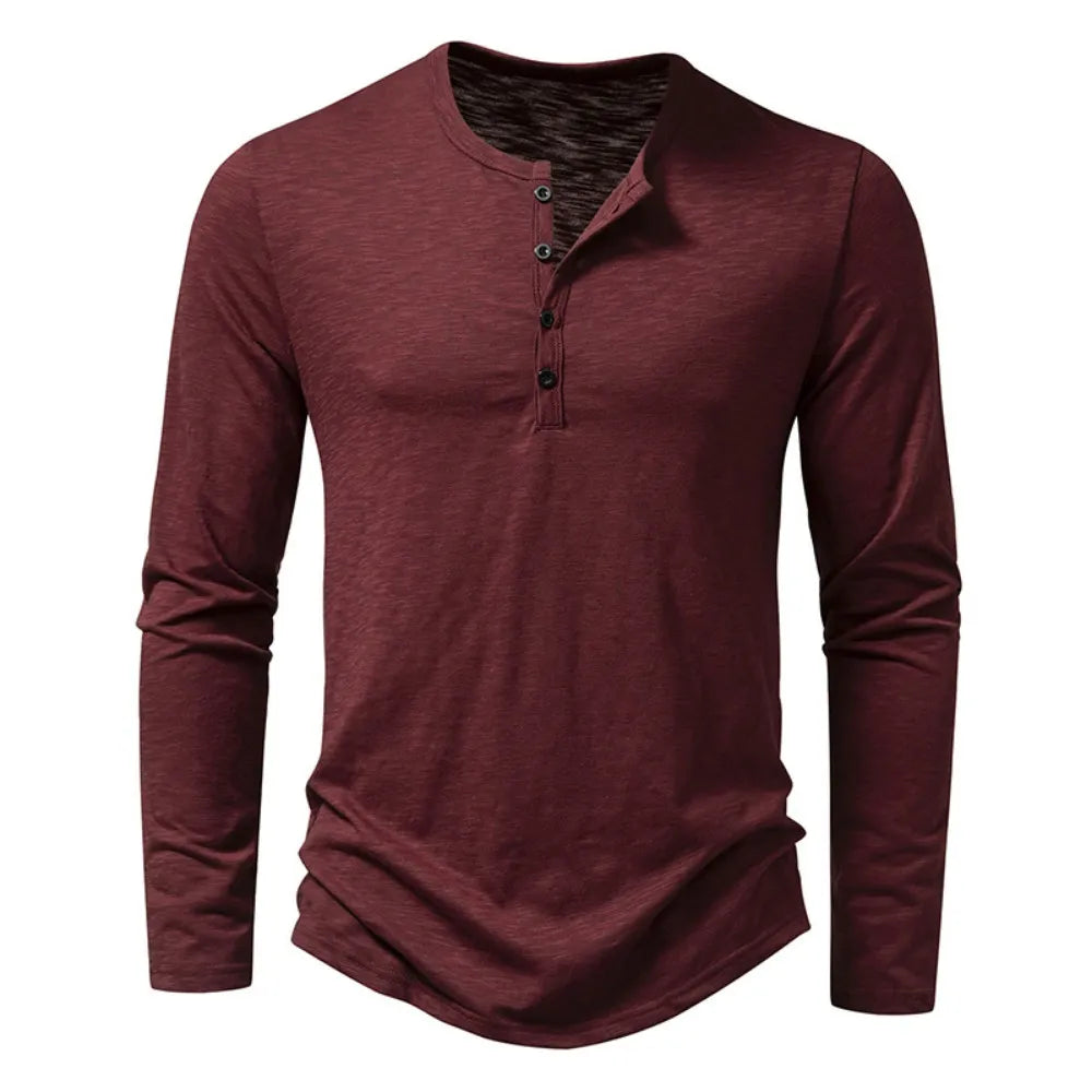 Men's Classic Henley Shirt | Long Sleeves & Button Placket
