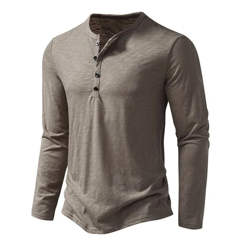 Men's Classic Henley Shirt | Long Sleeves & Button Placket