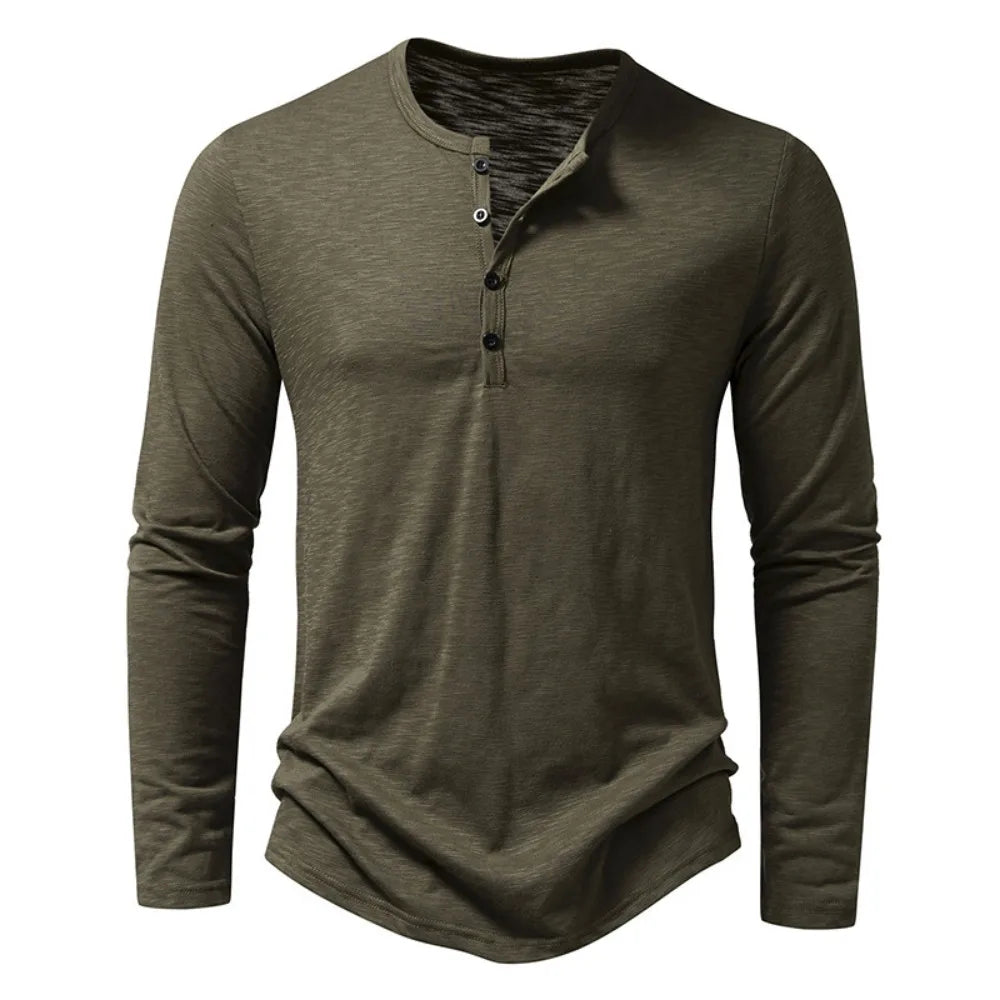 Men's Classic Henley Shirt | Long Sleeves & Button Placket