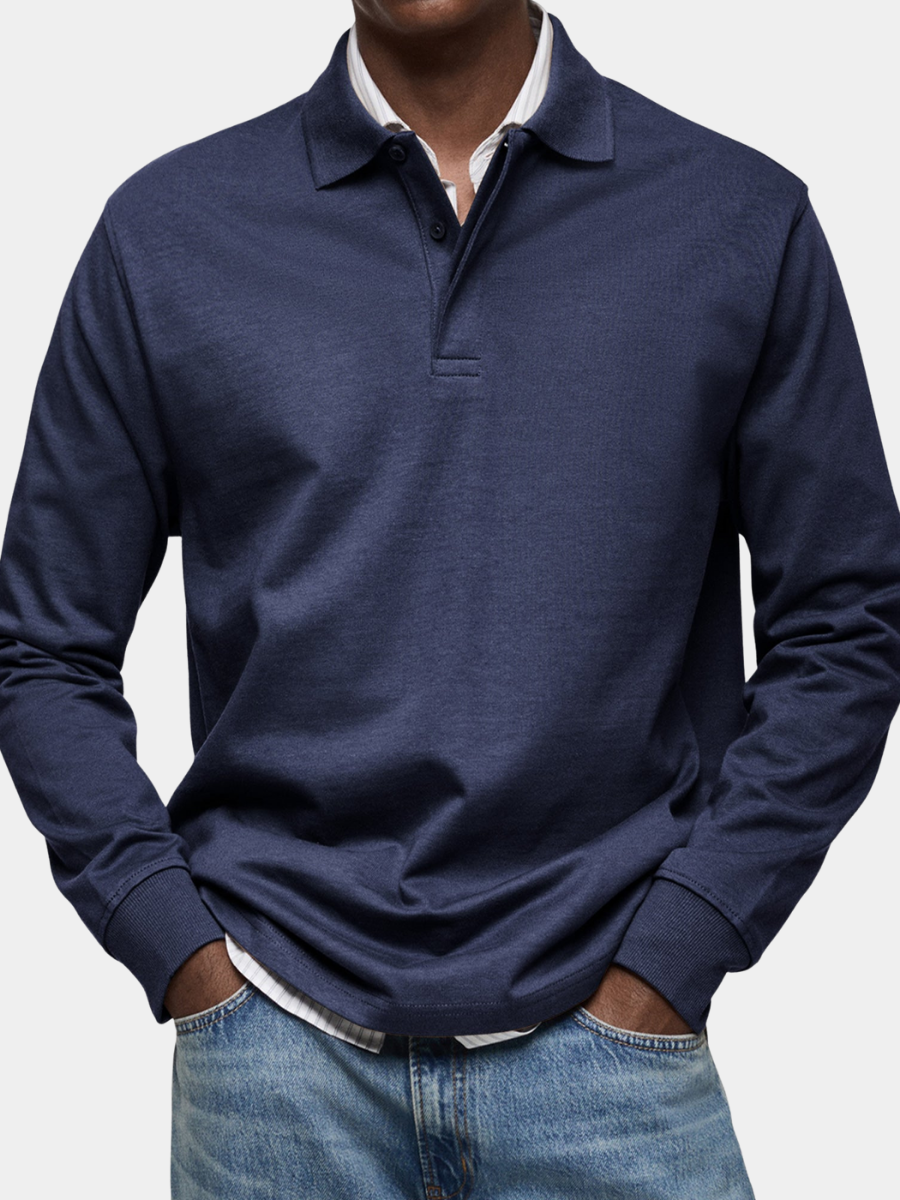Men's Classic Knit Polo Shirt | Long Sleeves & Rib Cuffs
